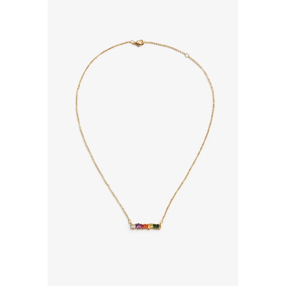 Dainty Rainbow Gemstone Gold Chain Necklace 🌈 - Picture 2 of 2